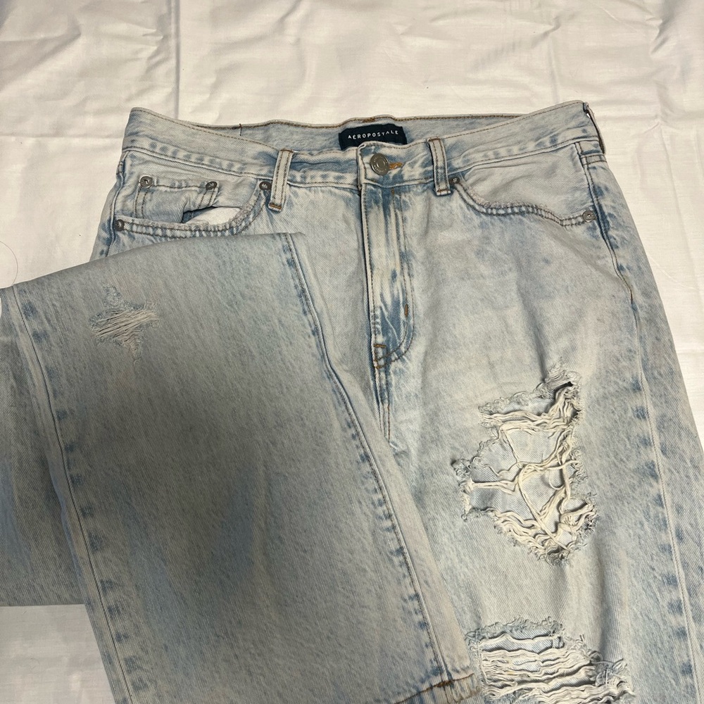 Aeropostale Blue Relaxed Fit Jeans with Distressed Details